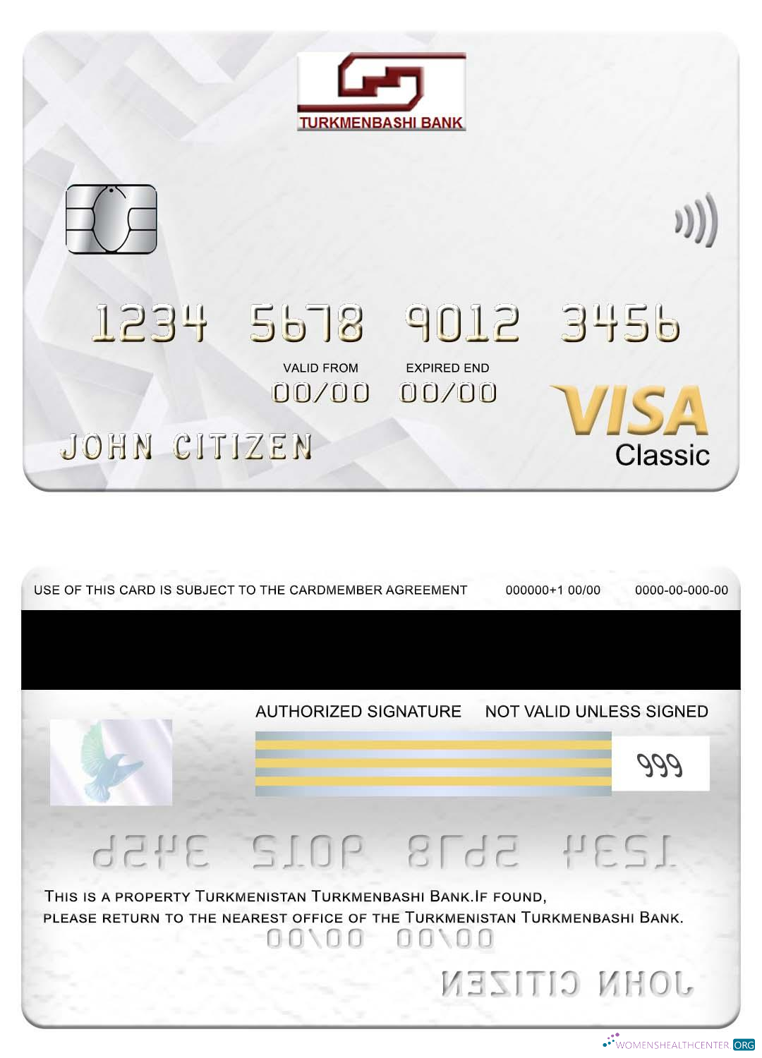 Download Turkmenistan Turkmenbashi Bank visa classic card Photoshop template